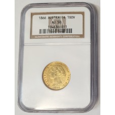 AUSTRALIA 1866 . ONE  1 SOVEREIGN . GOLD . SLABBED